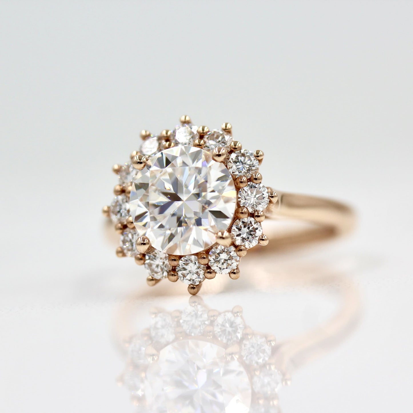 1.80 CT Round Moissanite Diamond Halo Engagement Ring