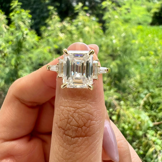 5.75 CT Emerald Moissanite Diamond Multi Stones Engagement Ring