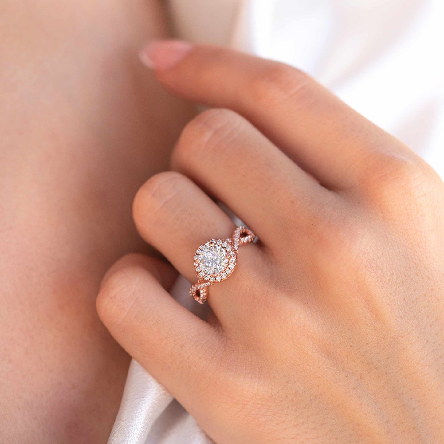 1.50 CT Oval Moissanite Diamond Halo Engagement Ring