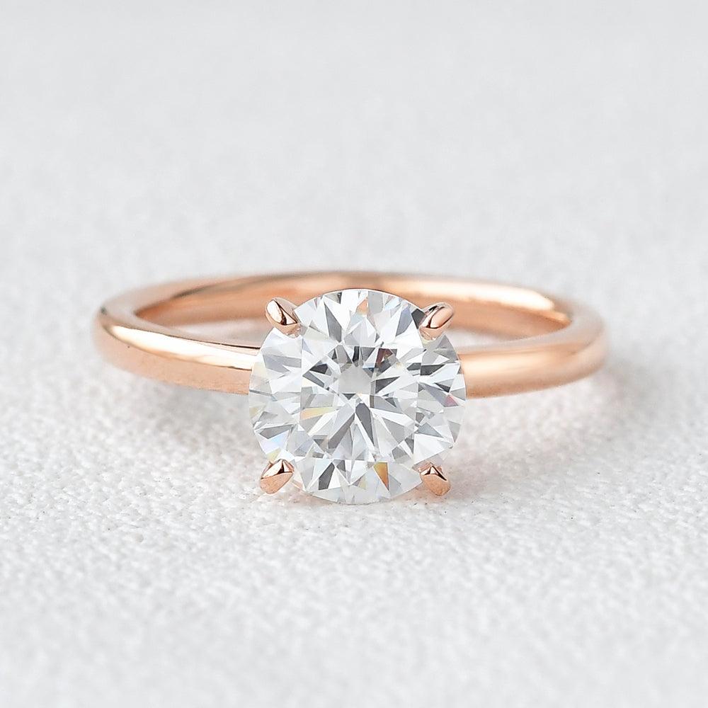 1.0 CT Round Moissanite Diamond Hidden Halo Engagement Ring
