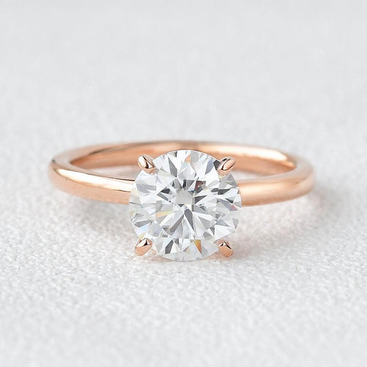 1.0 CT Round Moissanite Diamond Hidden Halo Engagement Ring