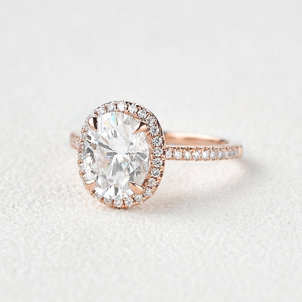 1.91 CT Oval Moissanite Diamond Halo Engagement Ring