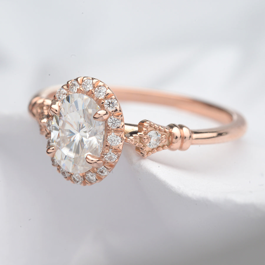 1.91 CT Oval Moissanite Diamond Halo Engagement Ring