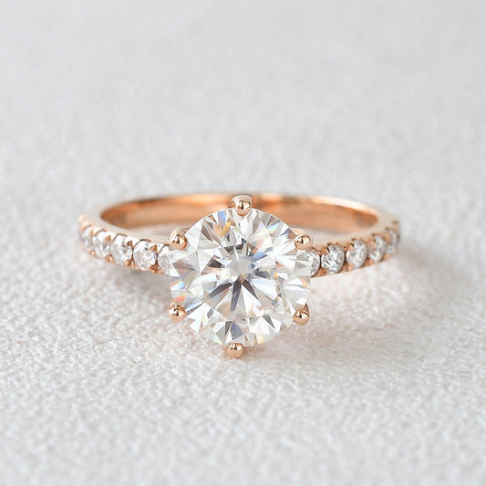 1.8 CT Round Moissanite Diamond Solitaire Engagement Ring