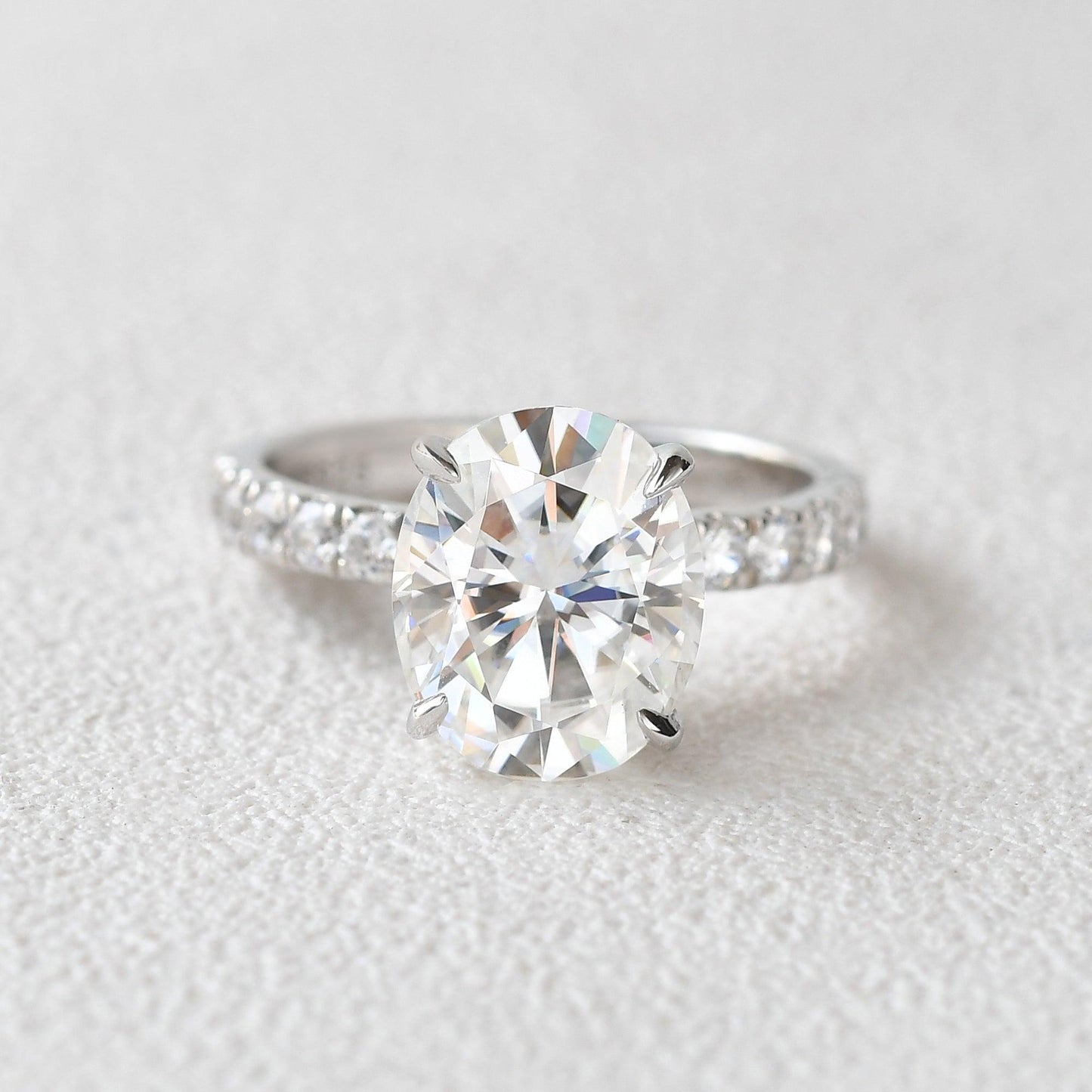 3.74 CT Oval Moissanite Diamond Hidden Halo Engagement Ring