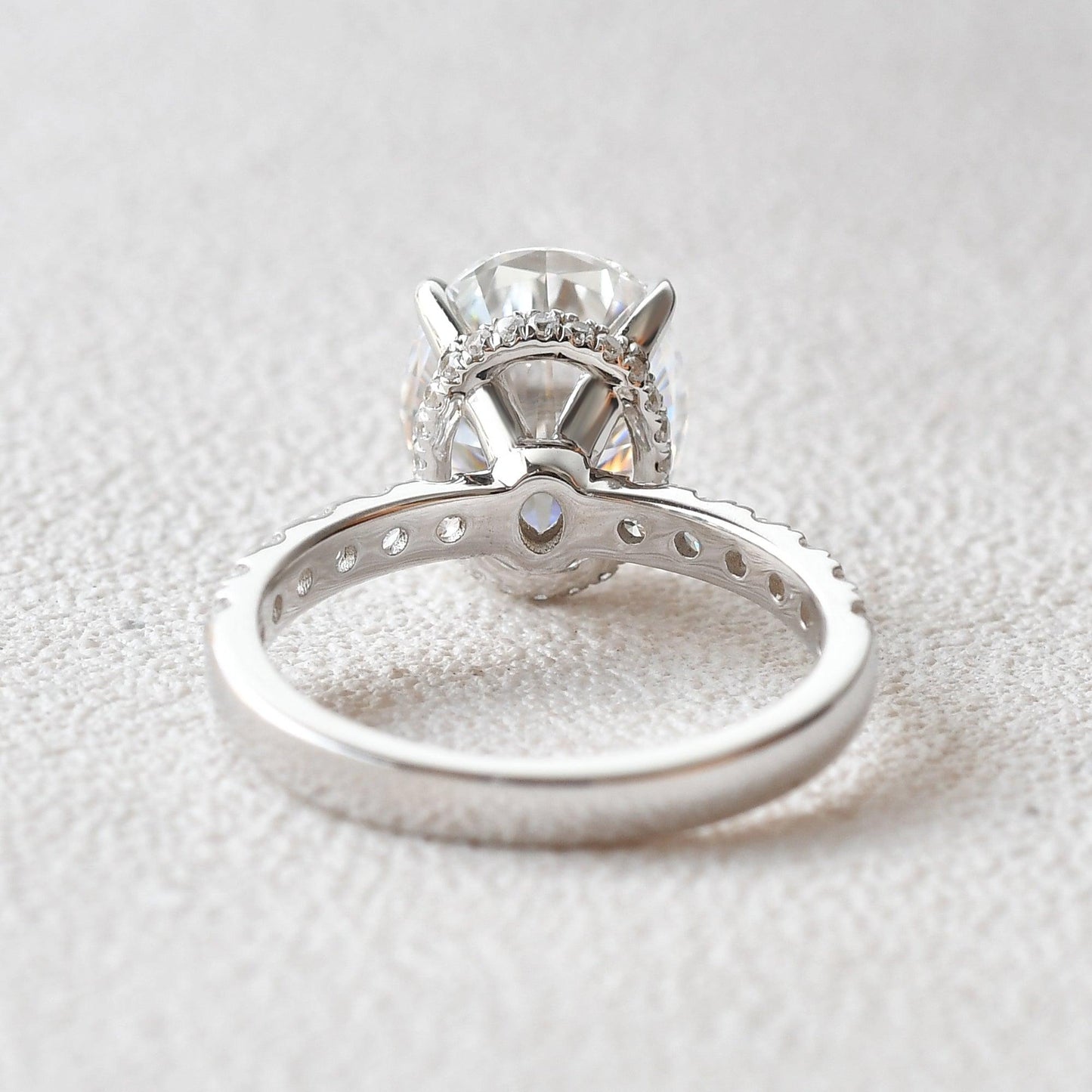 3.74 CT Oval Moissanite Diamond Hidden Halo Engagement Ring