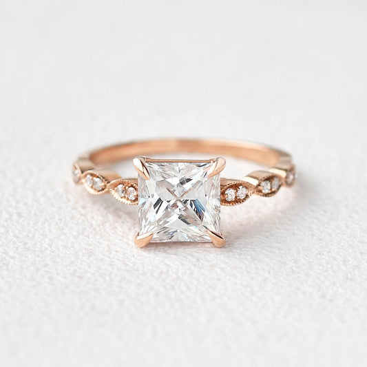 1.75 CT Princess Moissanite Diamond Solitaire Engagement Ring