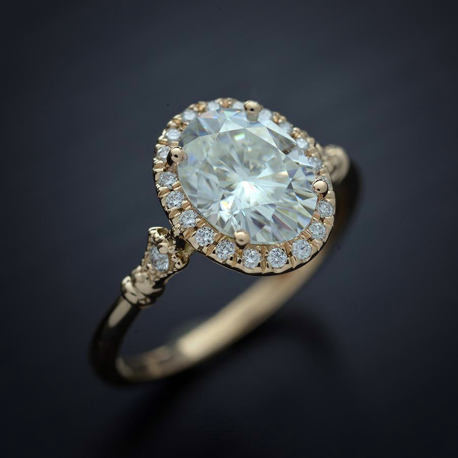 1.91 CT Oval Moissanite Diamond Halo Engagement Ring