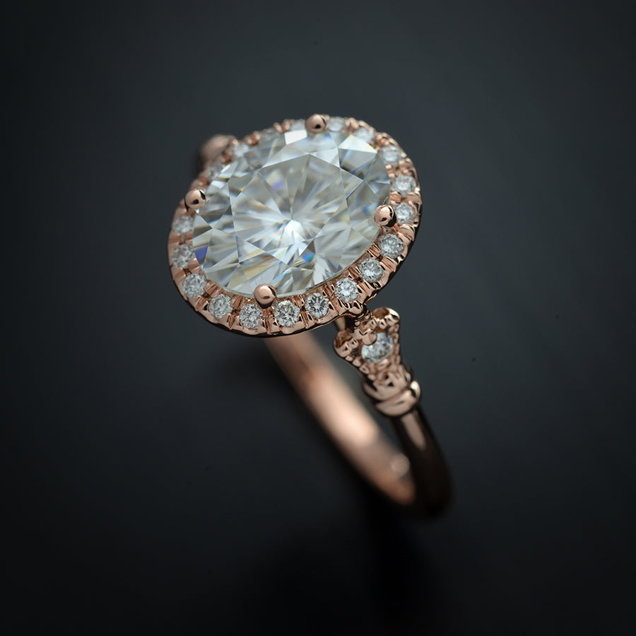 1.91 CT Oval Moissanite Diamond Halo Engagement Ring