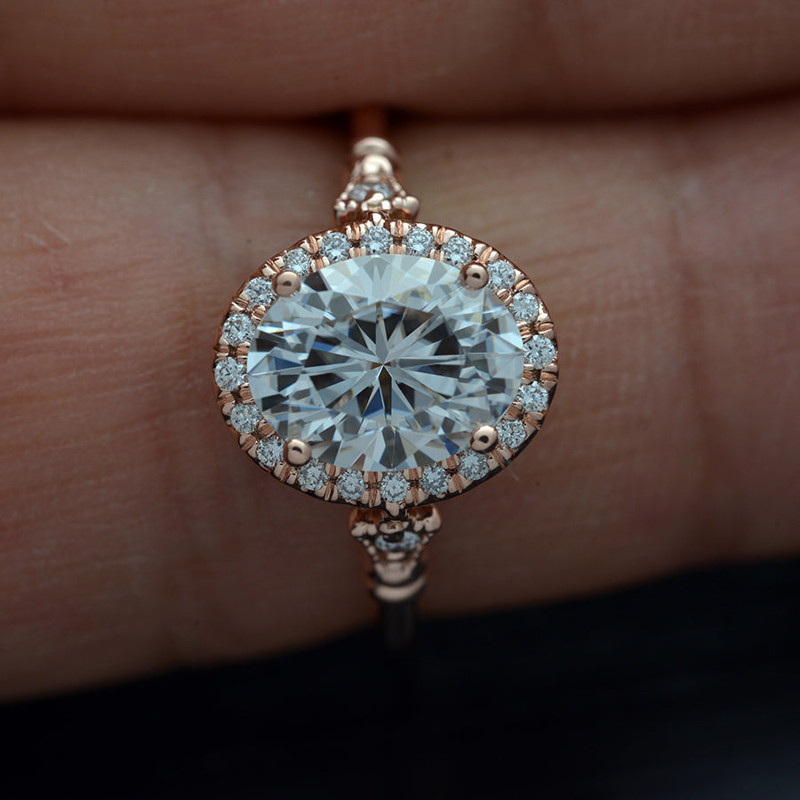 1.91 CT Oval Moissanite Diamond Halo Engagement Ring