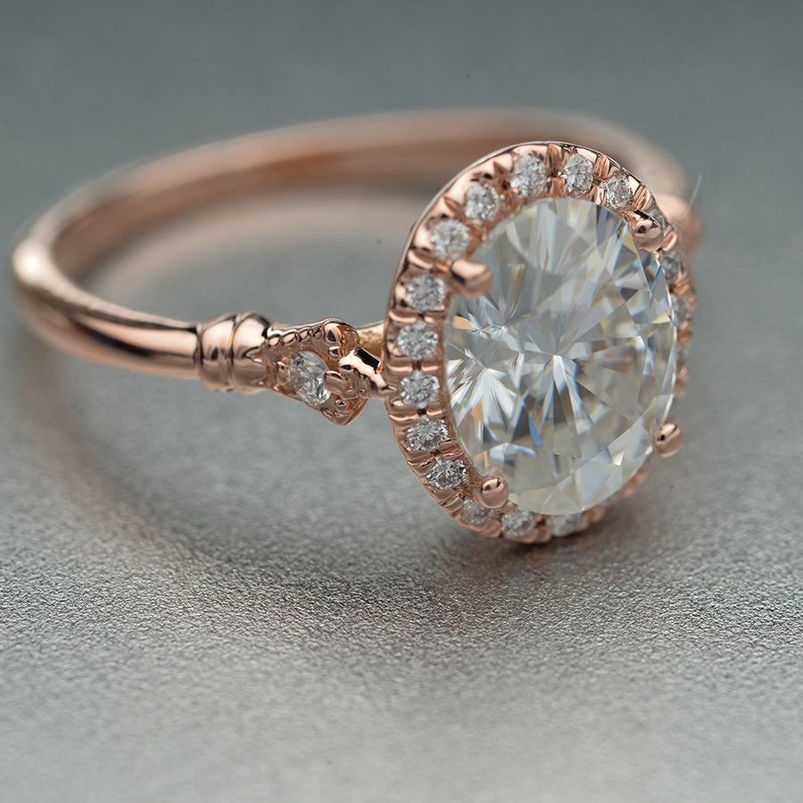 1.91 CT Oval Moissanite Diamond Halo Engagement Ring