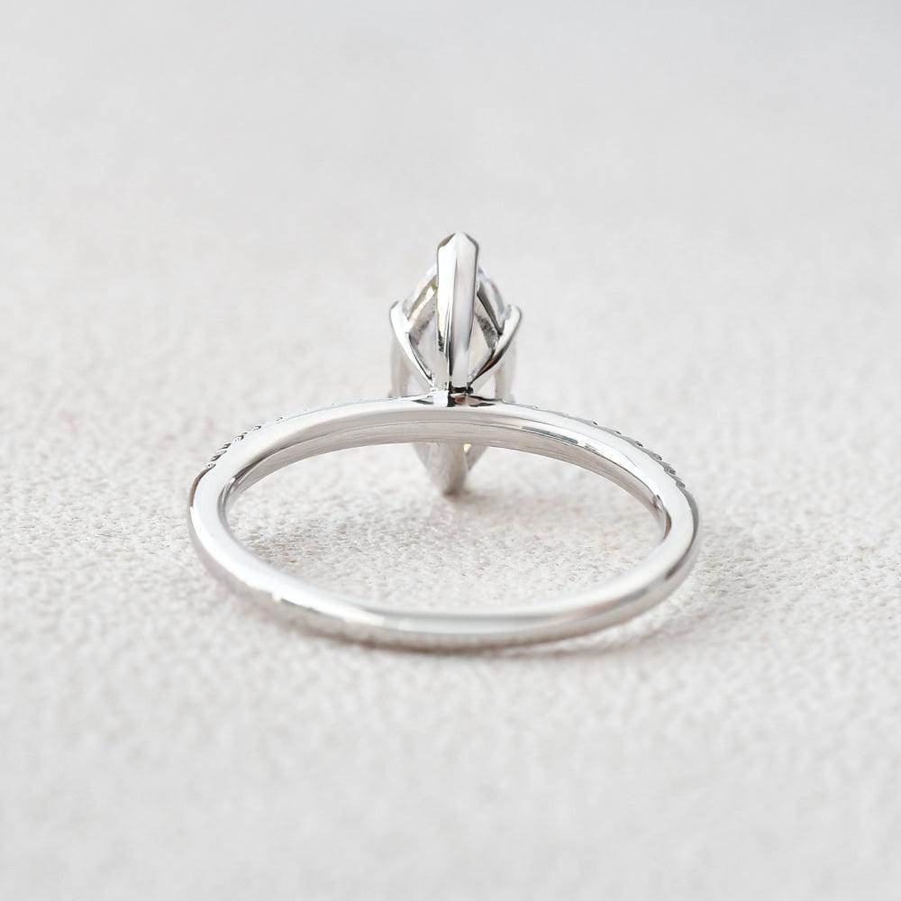 1.0 CT Marquise Moissanite Diamond Solitaire Engagement Ring
