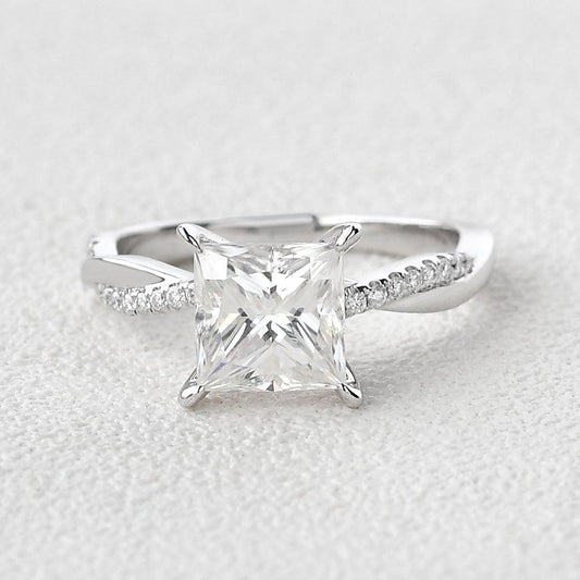 1.75 CT Princess Moissanite Diamond Solitaire Engagement Ring