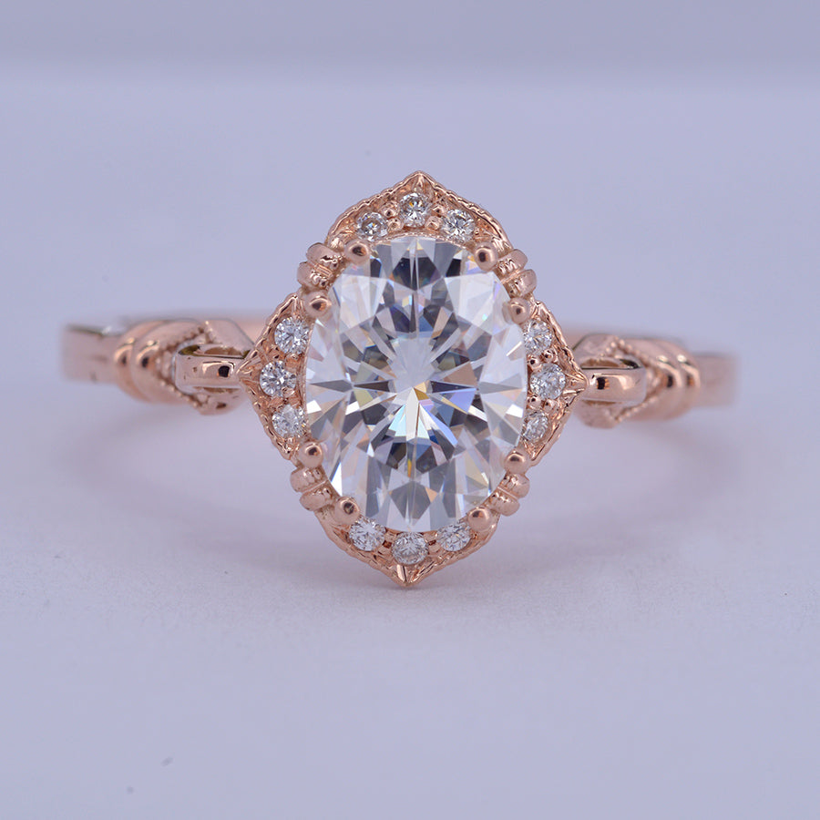 1.33 CT Oval Moissanite Diamond Vintage Engagement Ring