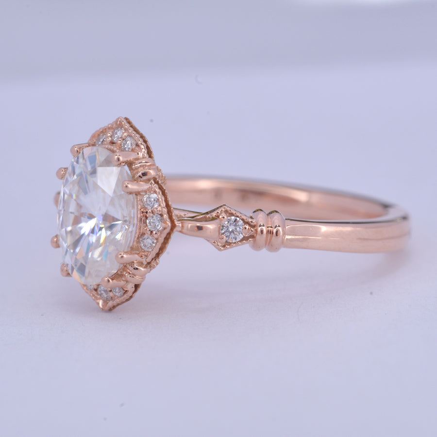 1.33 CT Oval Moissanite Diamond Vintage Engagement Ring