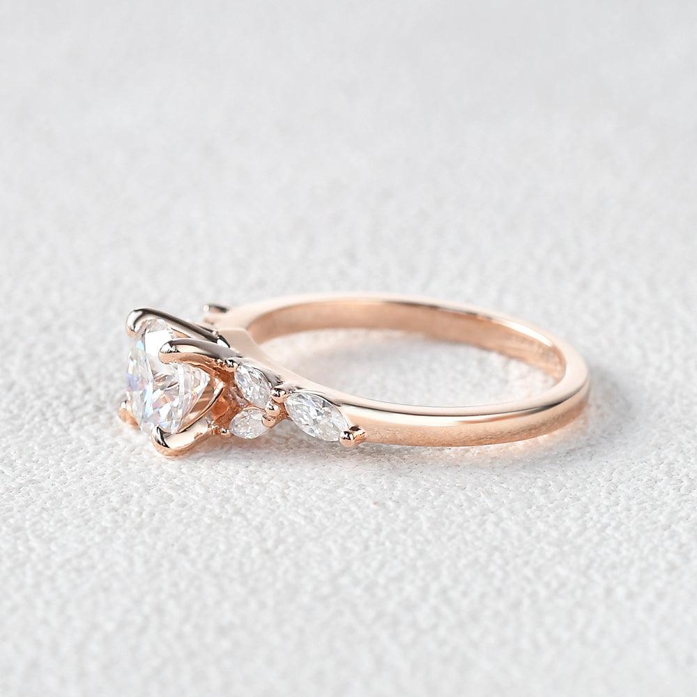 1.0 CT Round Moissanite Diamond Cluster Engagement Ring