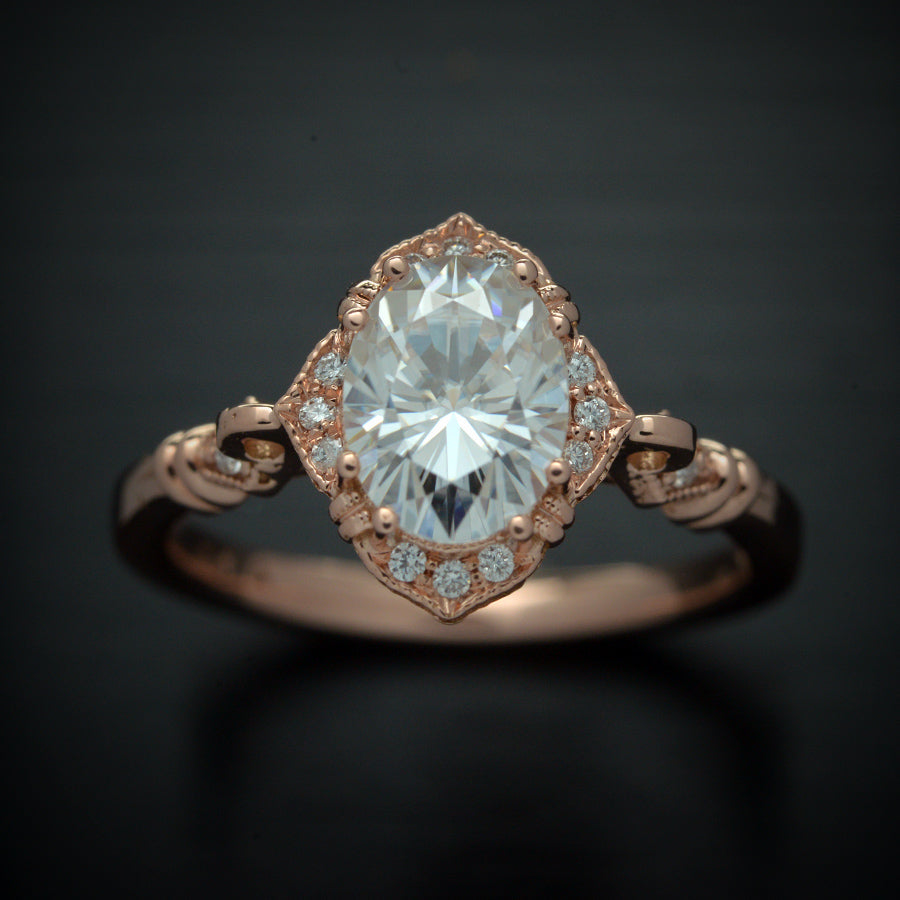 1.33 CT Oval Moissanite Diamond Vintage Engagement Ring