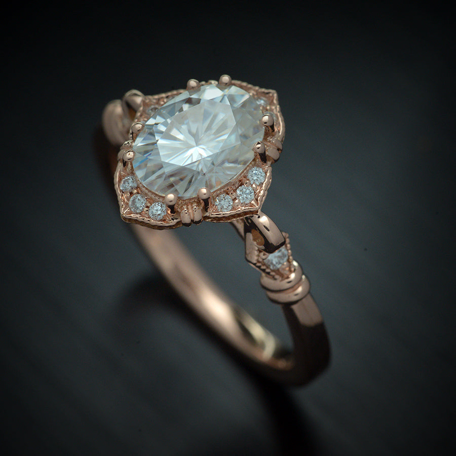 1.33 CT Oval Moissanite Diamond Vintage Engagement Ring