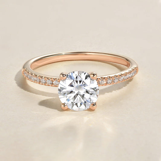 3.2 CT Round Moissanite Diamond Hidden Halo Engagement Ring