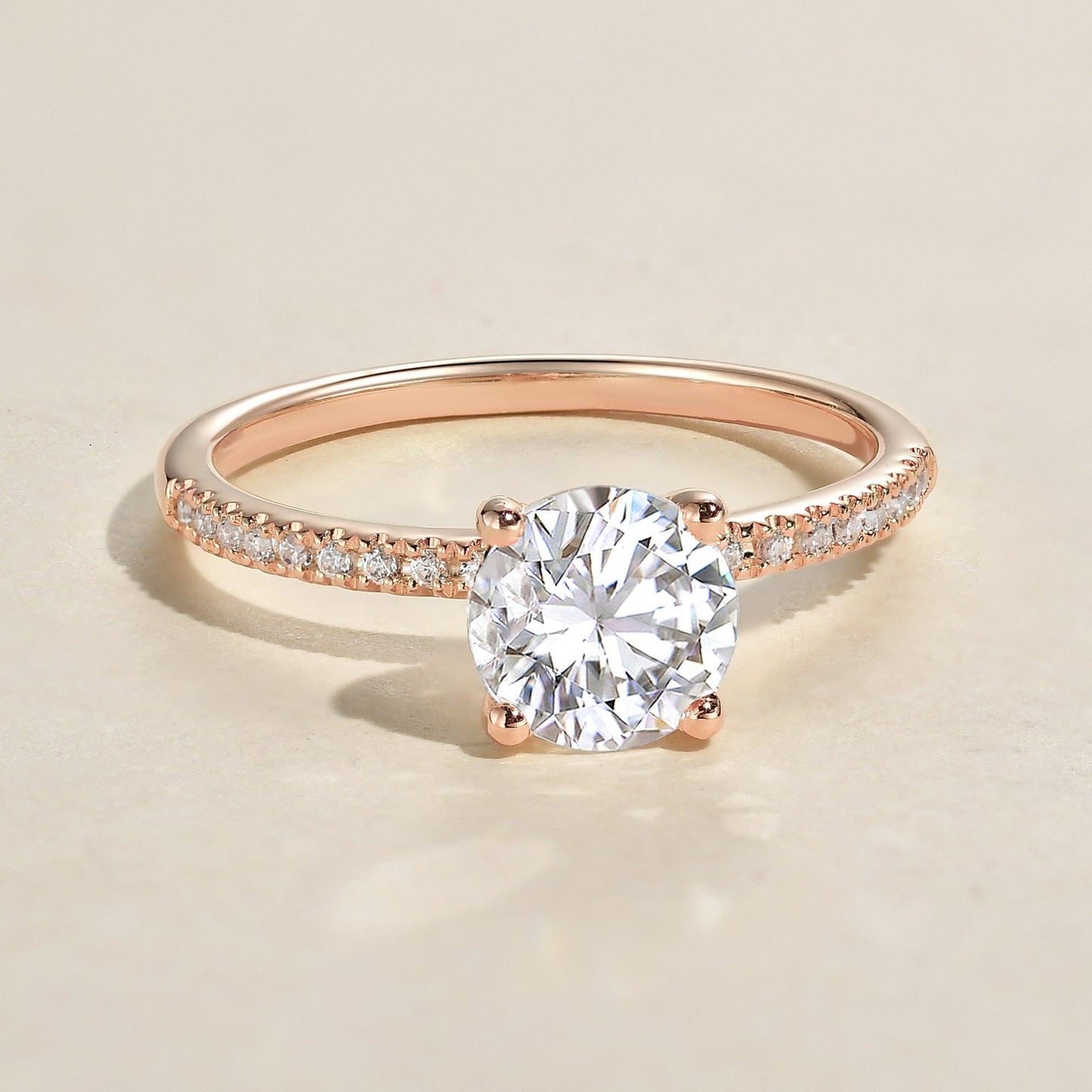 3.2 CT Round Moissanite Diamond Hidden Halo Engagement Ring