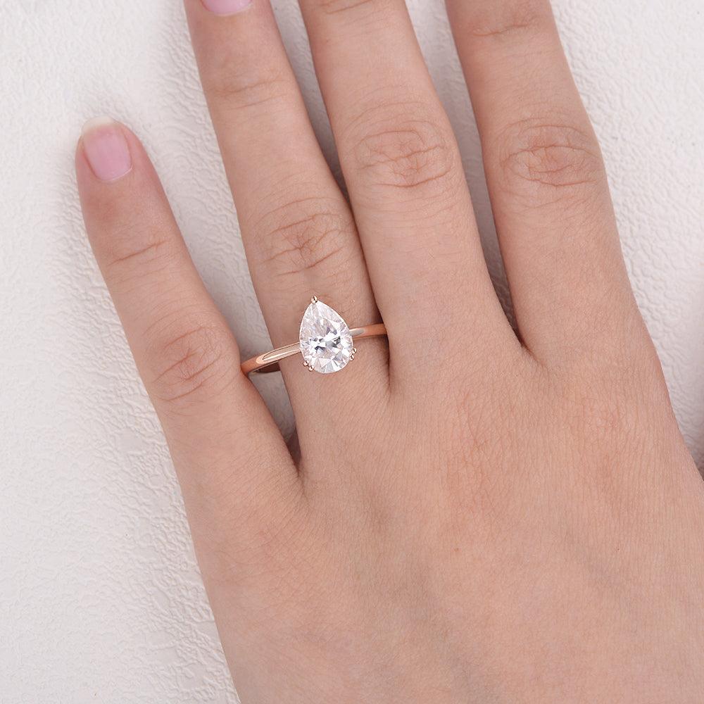 1.93 CT Pear Moissanite Diamond Solitaire Engagement Ring