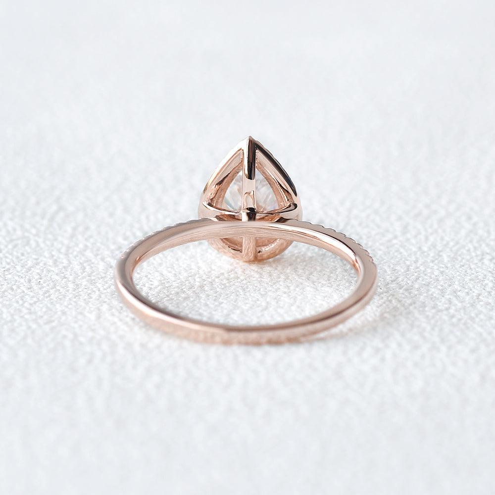 1.25 CT Pear Moissanite Diamond Halo Engagement Ring
