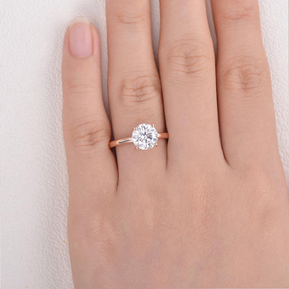 1.0 CT Round Moissanite Diamond Hidden Halo Engagement Ring