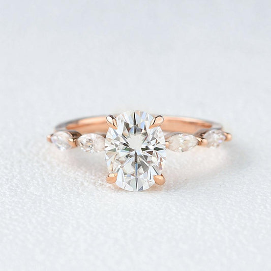1.33 CT Oval Moissanite Diamond Solitaire Engagement Ring