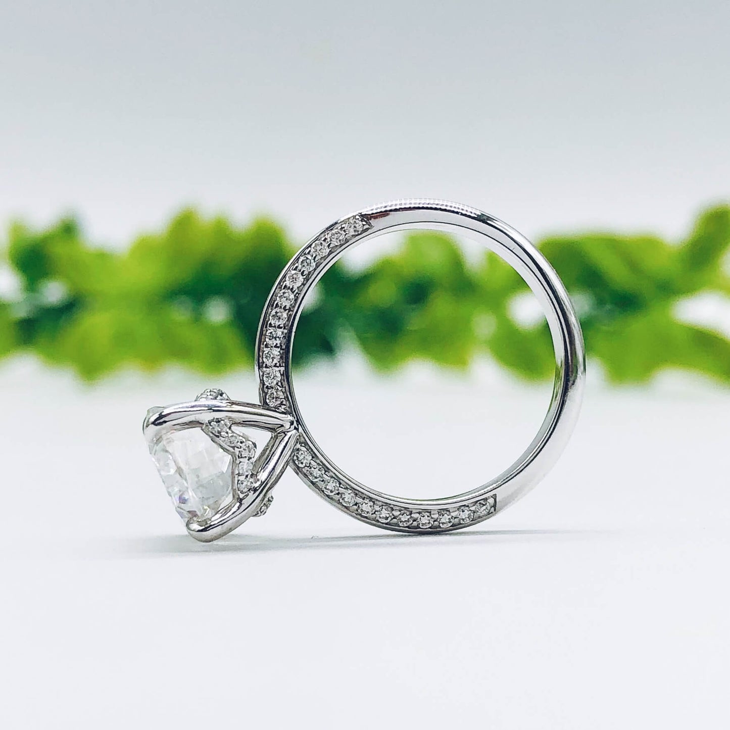 5.18 CT Oval Moissanite Diamond Hidden Halo Engagement Ring