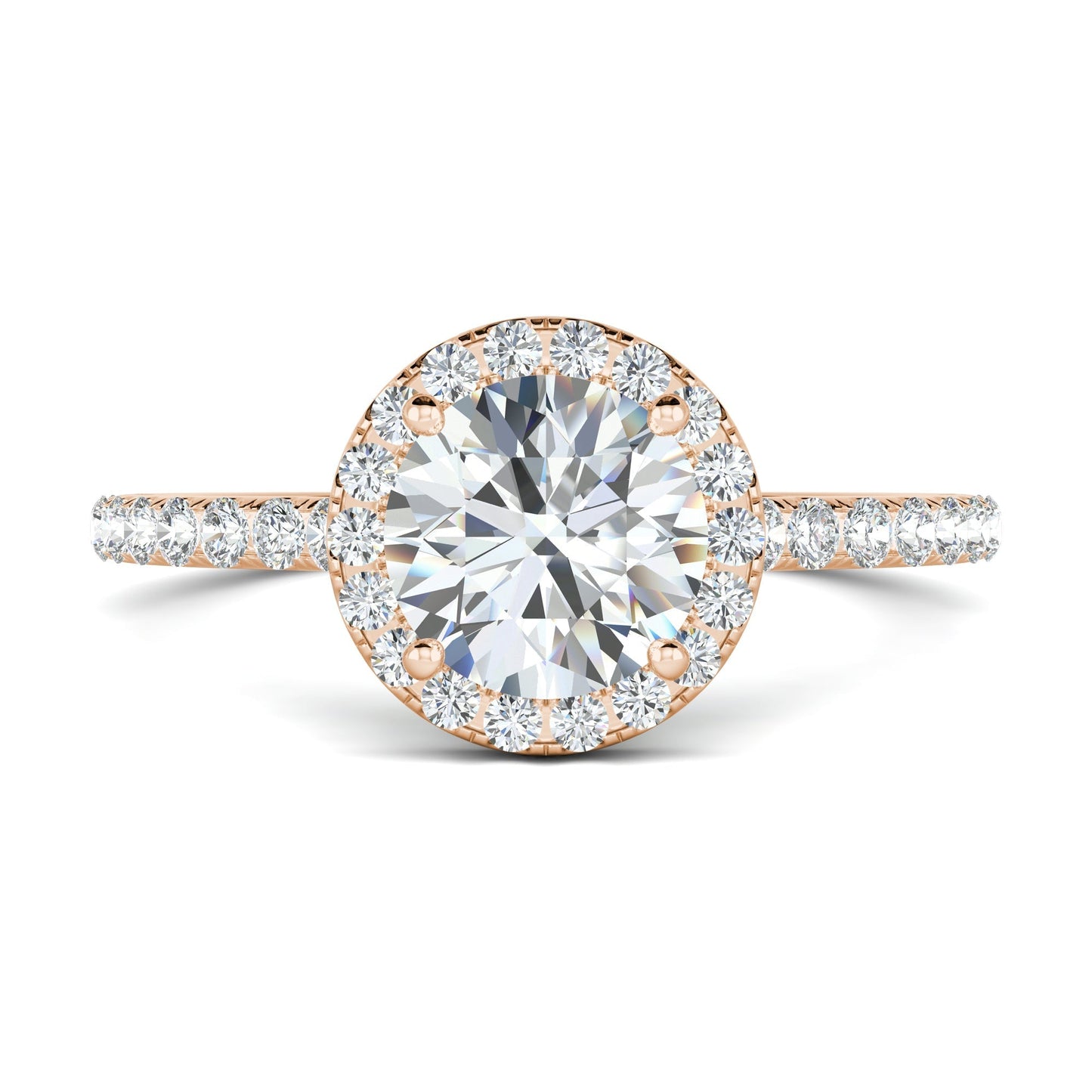 1.0 CT Round Moissanite Diamond Halo Engagement Ring