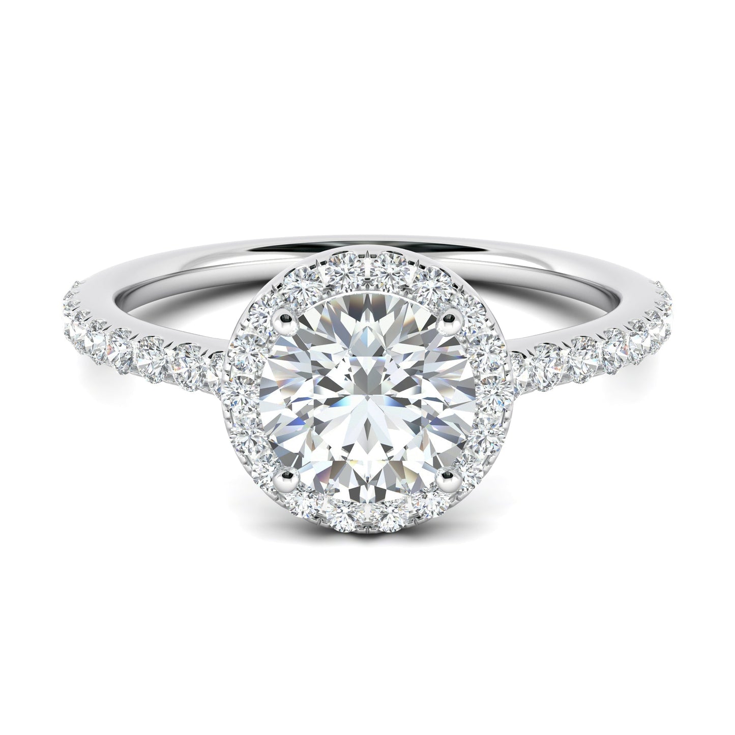 1.0 CT Round Moissanite Diamond Halo Engagement Ring