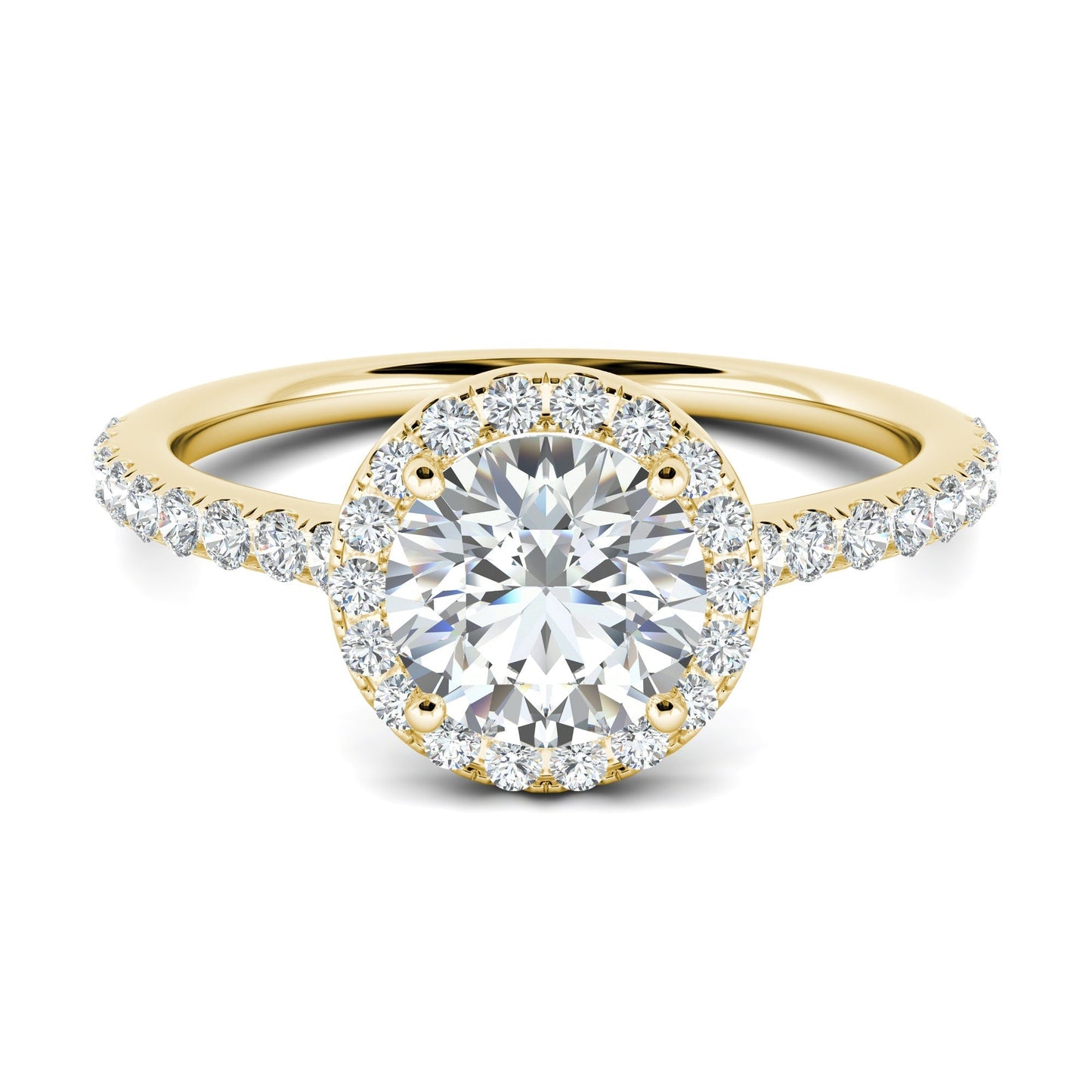 1.0 CT Round Moissanite Diamond Halo Engagement Ring