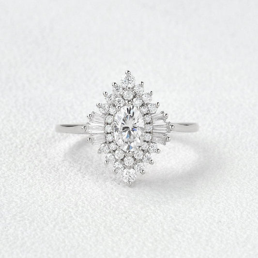 0.43 CT Oval Moissanite Diamond Ballerina Engagement Ring