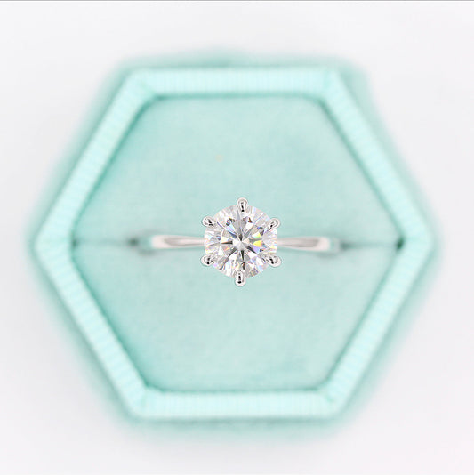 1.0 CT Round Moissanite Diamond Solitaire Engagement Ring