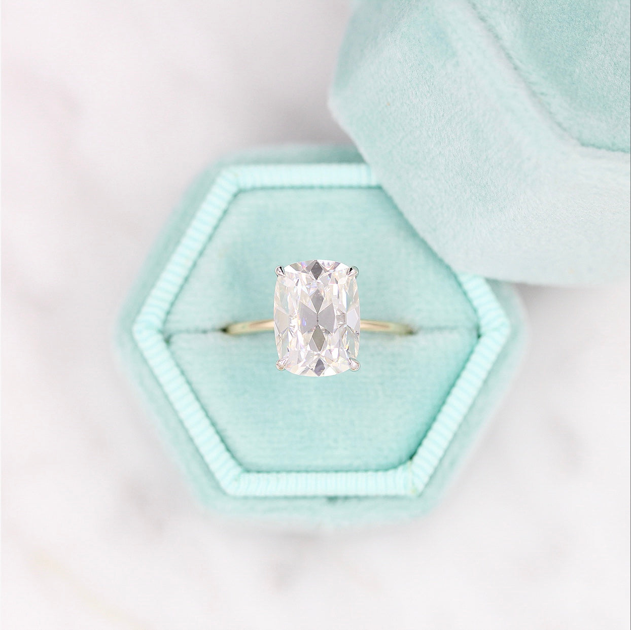 3.63 CT Elongated Cushion Moissanite Diamond Solitaire Engagement Ring