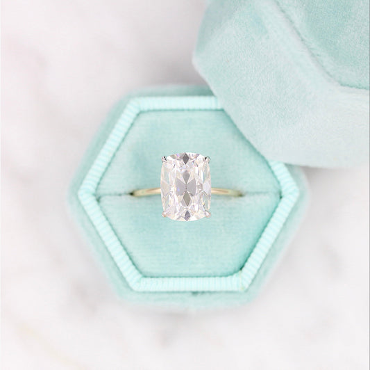 3.63 CT Elongated Cushion Moissanite Diamond Solitaire Engagement Ring