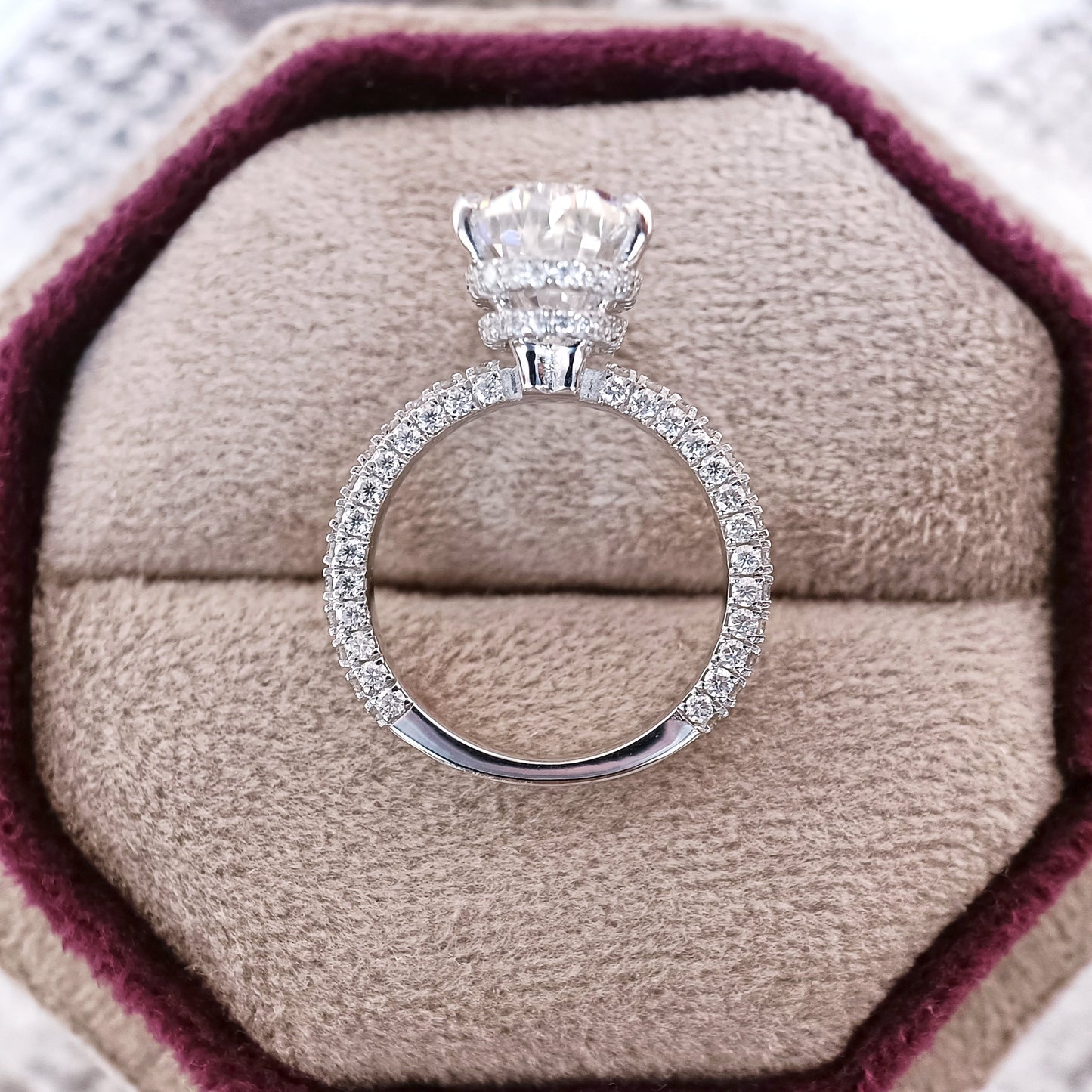 3.10 CT Pear Cut Pave Moissanite Diamond Engagement Ring