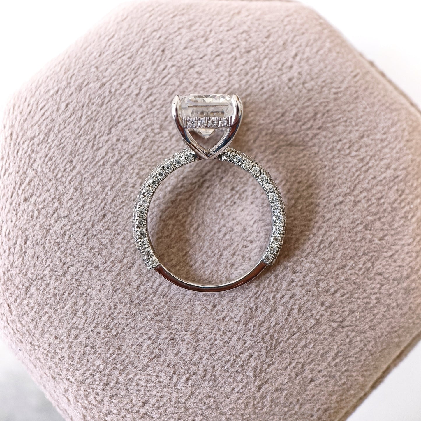 4.10 CT Emerald Cut Moissanite Diamond Pave Engagement Ring