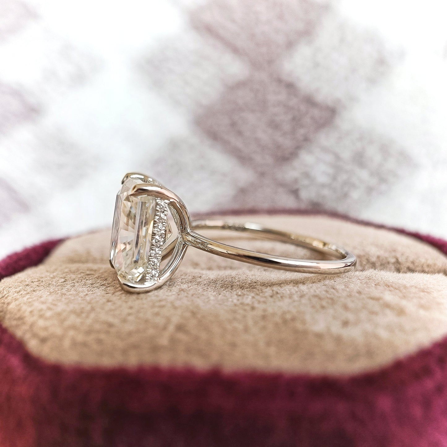 3.55 CT Elongated Radiant Moissanite Diamond Engagement Ring