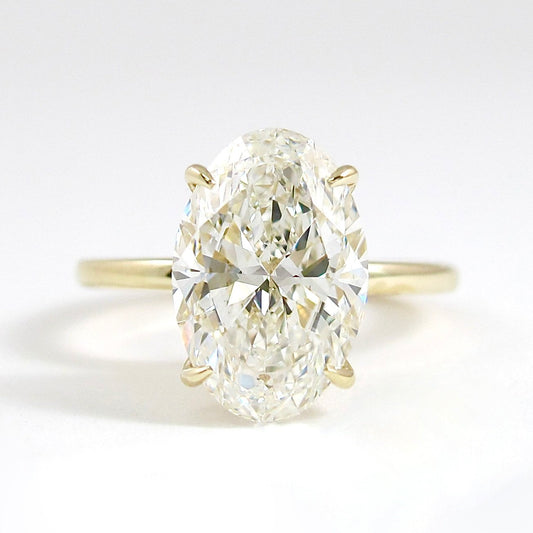 4.0 CT Oval Moissanite Diamond Hidden Halo Engagement Ring