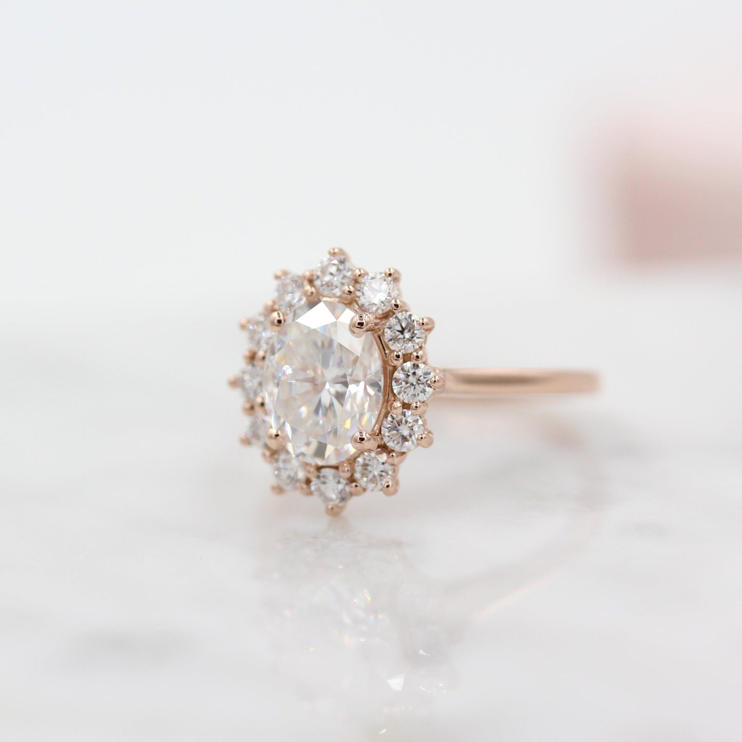 1.91 CT Oval Moissanite Diamond Halo Engagement Ring