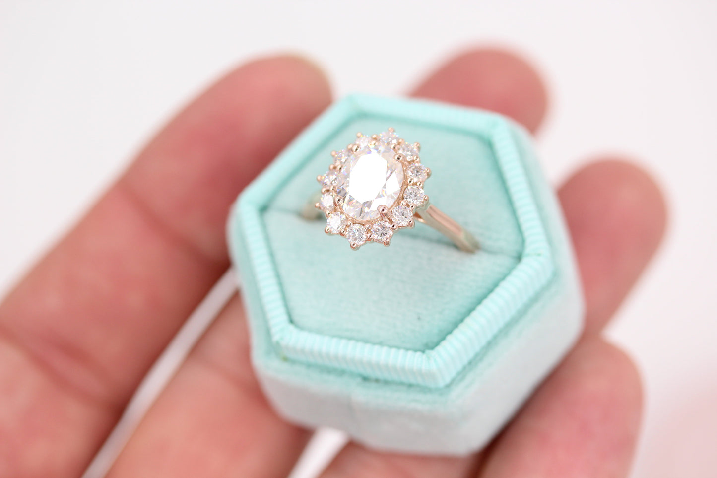 1.91 CT Oval Moissanite Diamond Halo Engagement Ring