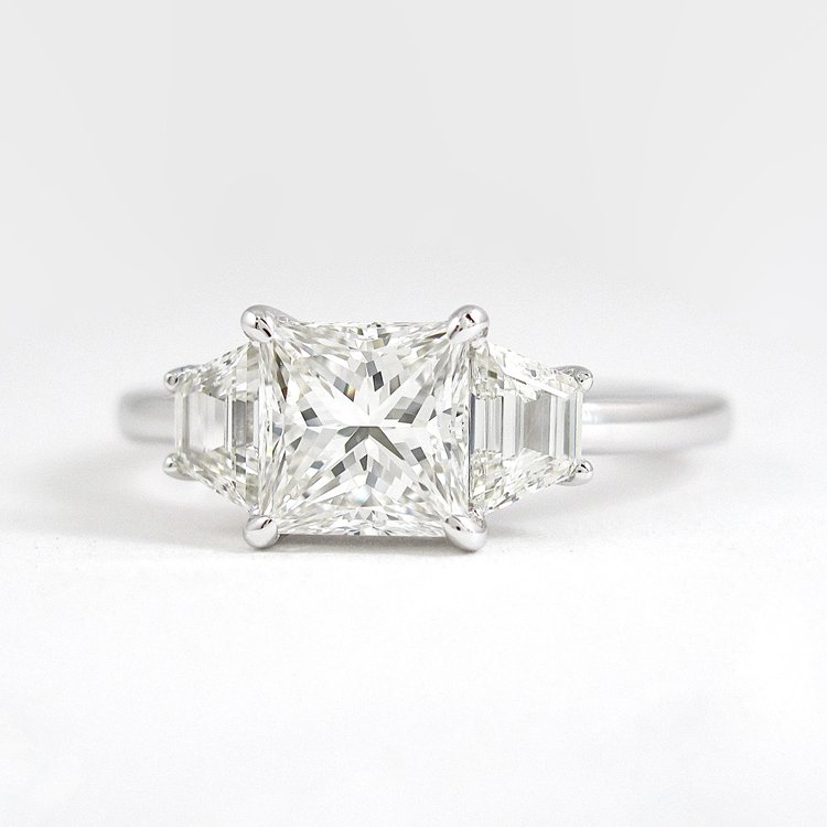 1.75 CT Princess Moissanite Diamond Three Stones Engagement Ring