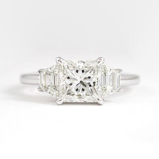 1.75 CT Princess Moissanite Diamond Three Stones Engagement Ring