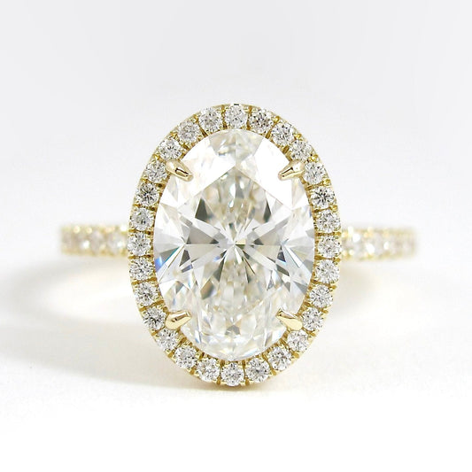 4.0 CT Oval Moissanite Diamond Halo Engagement Ring
