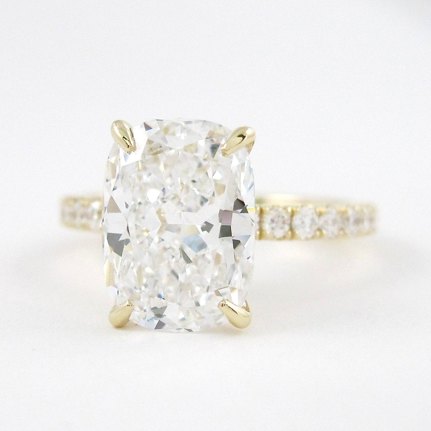 3.8 CT Elongated Cushion Moissanite Diamond Solitaire Engagement Ring