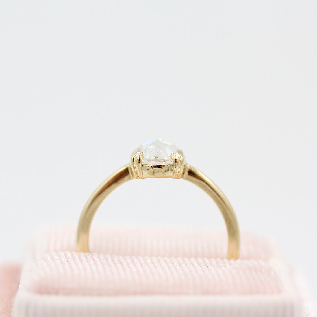1.0 CT Rose Cut Round Moissanite Diamond Solitaire Engagement Ring