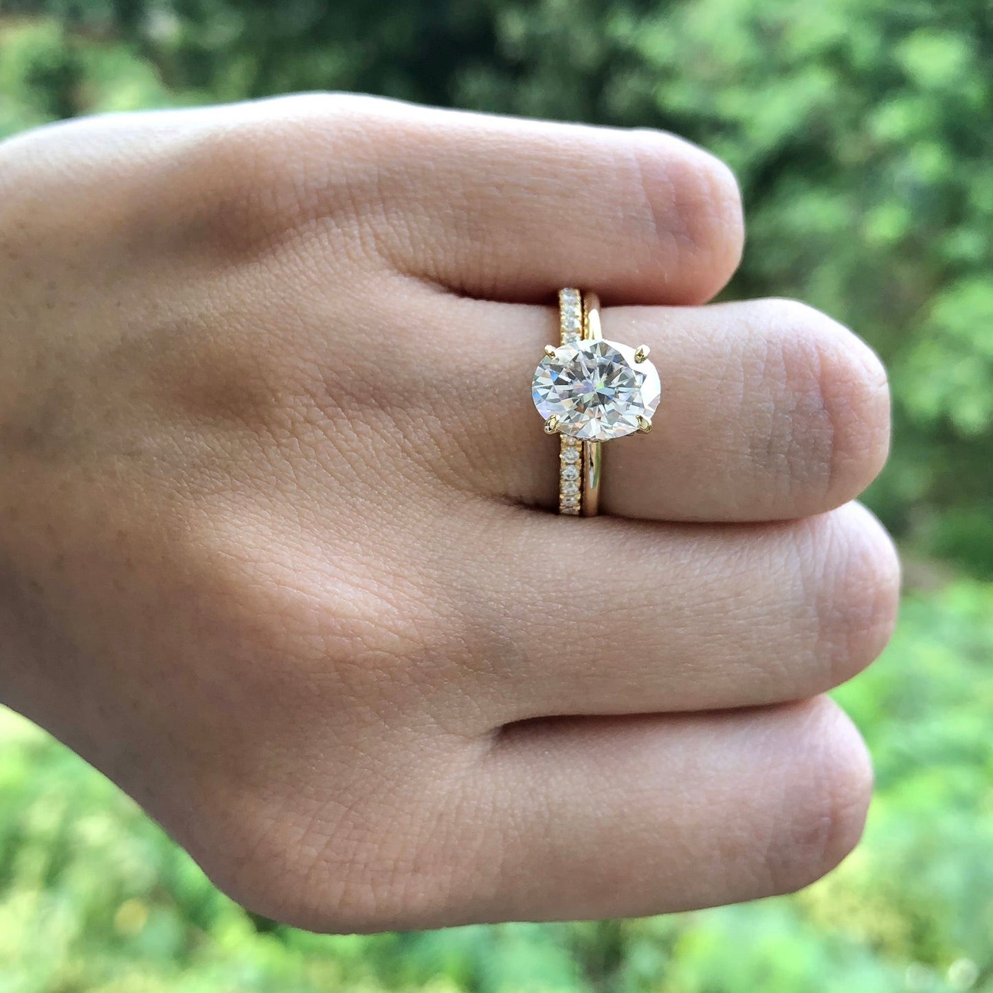 2.72 CT Oval Moissanite Diamond Hidden Halo Engagement Ring
