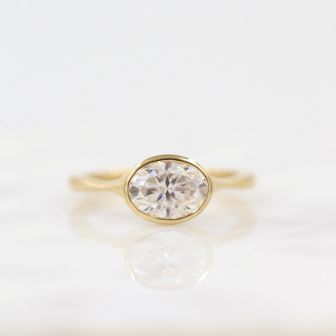 1.0 CT Oval Moissanite Diamond Bezel Solitaire Engagement Ring