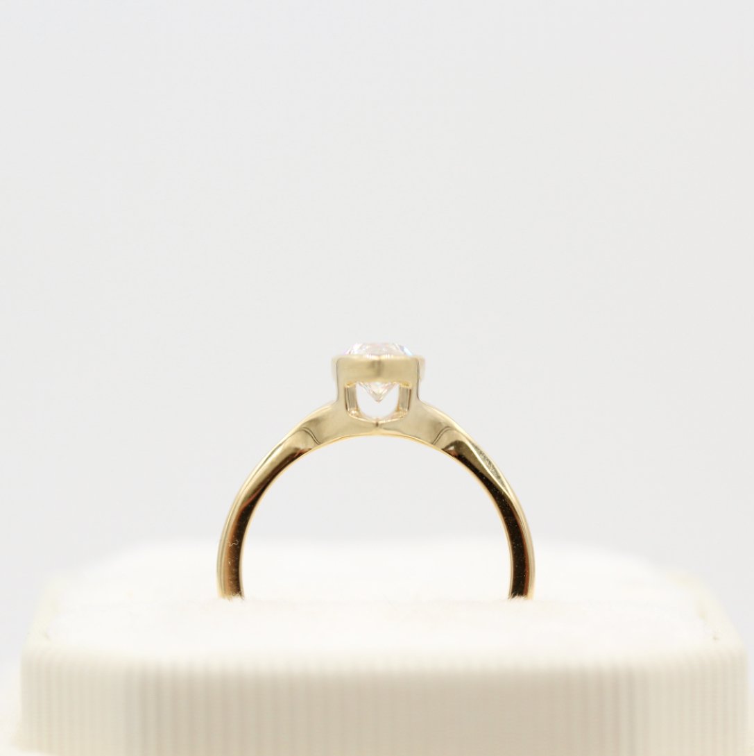 1.0 CT Marquise Moissanite Diamond Bezel Solitaire Engagement Ring